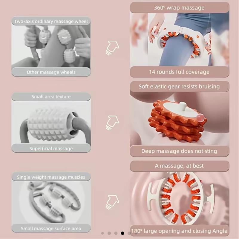 3-In-1 360 Multi-Function Cellulite Manual Push-Pull Massage Roller - Thigh, Calf, Waist Push-Pull Tool - Deep Tissue Pain Relief, Body Sculpting, Anti-Inflammation and Fast Recovery, Pilates Equipment